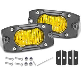 M10520fy Muto-beam Flush Mount Led Light Pods Yellow 2pcs 3inch Fog 40w Flo