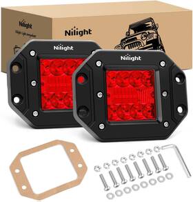 14065c-r Nilight Flush Mount Led Light Pods 42w Red Spot Flood Combo Bumper Driving Fog Lights