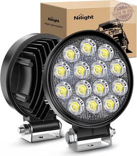 15017c-b Nilight Led Pods 2pcs 4.5inch 42w 4200lm Round Flood Light Off Road Lights Fog