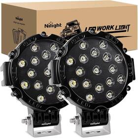 15023sb-b Nilight Led Light Bar 2pcs 7 Inch 51w 5100lm Black Round Spot