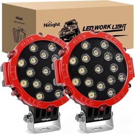 15023sr-b Nilight Led Light Bar 2pcs 7 Inch 51w 5100lm Red Round Spot