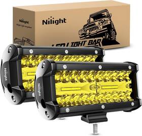 18032c-b Nilight Led Pods 2pcs 6.5 Inch 120w Yellow Flood Spot Combo Triple Row Driving