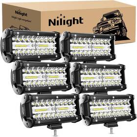 18052c-f  Nilight Led Pods 6pcs 6.5 Inch 120w Light Bar Triple Rows Spot Flood Combo