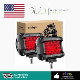 18202r Nilight 4 Inch Led Light Pod Red Triple Row 2pcs 60w Flood Spot Combo Driving