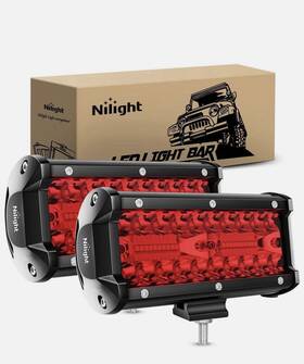 18204r Nilight 6.5 Inch Led Light Pod Red Triple Row 2pcs 120w Flood Spot Combo Lights