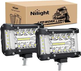19001c-b Nilight 2 Pcs Side Shooter Light Bar 4.3 Inch Triple Row Spot Flood Combo
