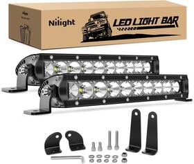 40002f-b Nilight 2pcs 11 Inch 50w Super Slim Flood Led Light Bar 5000lm Driving White