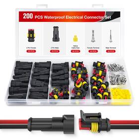 50114b Nilight 2pin Connector 200pcs Waterproof Electric Electrical Plug Male Female