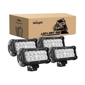60002f-c Nilight - 4pcs 36w 6.5 Inch Flood Led Light Bar Off Road Lights Supe