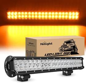60214s-a Nilight Led Light Bar 20 Inch 126w Spot Flood Combo Amber Beam Work