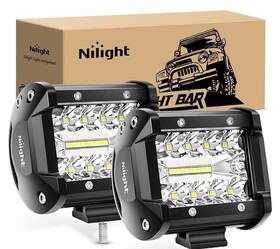 Nilight 726853899652 Led Pods 2pc 4inch Triple Row Light Bar 60w Flood Spot Combo 6000