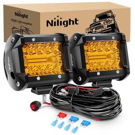 Nilight 812227036010 2pc 4inch Amber Led Pods Triple Row 60w Flood Spot Combo Driving Fog