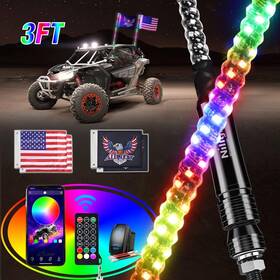 Nilight 812227036034 2pcs 3ft Rgb Led Whip Light Diy Chasing Patterns Stop Turn Reverse