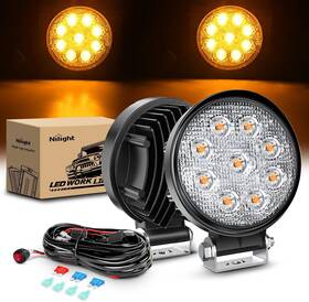 Nilight 812227038229 Led Light Bar 2pcs 4.5 Inch 27w Amber Pods