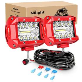 Nilight 840323902984 Led Light Bar 2pcs 60w 4inch Triple Row Spot Flood Combo Lights With Wiring Kit
