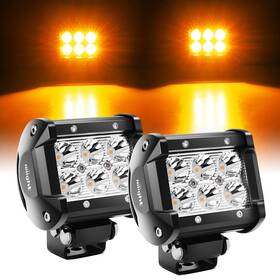 Nilight 840323927253 4 Inch Led Light Pods Amber Spot Beam Driving Fog Lights 2pcs 18w Off