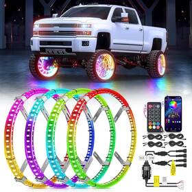 Nilight 840323939348 4pcs 15.5inch Double Row Wheel Ring Lights Dream Color With App