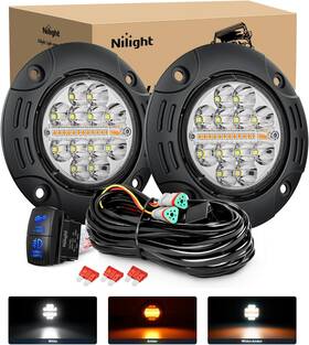 Nilight 840323956291 Flush Mount Led Light Pods 2pcs 5 Inch 36w Amber White 3 Lighting Modes