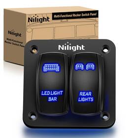 90104b Nilight 2gang Aluminum Laser Rear Led Light Bar Rocker 12/24v Blue