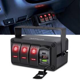 90443r Nilight 3 G Rocker Switch Box 12v Waterproof Aluminum Mount Panel Led Gang Spst