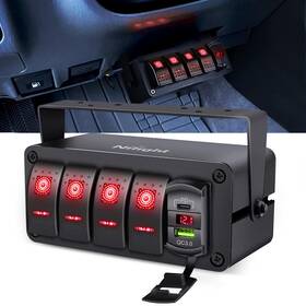 90445r Nilight 4 Gang Type C Usb Waterproof Led Rocker Switch Spst Toggle Switches