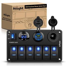 90823a Nilight Panel Control Switch 6 Gang Type C Usb Power Waterproof Rocker Aluminum