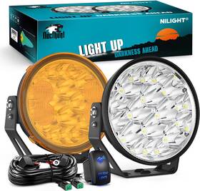 Fn2520s Nilight 7 Inch Round 90 W Led 2 Pcs Offroad Driving Lights With Yellow Covers