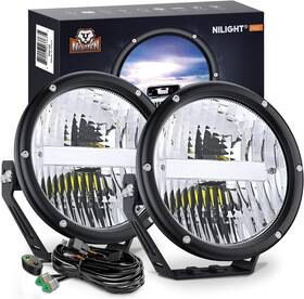 R05120 Nilight 7 Inch Round Offroad Lights 2 Pcs 120 W High Low Beam Ip68 Led Driving