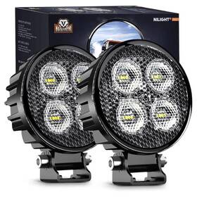 W0212 Nilight 2pcs 3inch Led Pods Round 1500lm Built-in Emc Work Light 90 Flood Beam