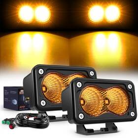 W0710fah Nilight Motorcycle Amber Led Pods 2pcs 3inch Flood Light With 18awg Wiring Harness