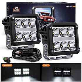 W0760 Nilight 4 Inch Square Led Pod Lights With Drl 60w 6487lm 10 Super Spot Ligh