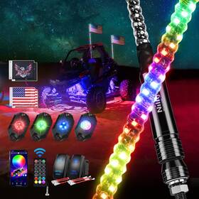 Nilight Whip-132 Control Your Atv Lighting Remotely - 3ft Rgb Whip Plus 4 Rock Lights