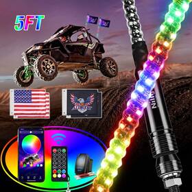 Whip-68 Nilight 5ft Rgb Led Whip Light Remote App Control With Diy Chasing Patterns