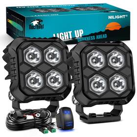 Ysd20w2 Nilight 2.8 Inch 20w Spot Led Pods Light 2pcs Ip67 W/18awg Kit For Truck Atv Utv