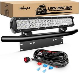 Zh438 Nilight Led Light Bar 20inch 126w Combo And Front License Plate Mounting Bracket