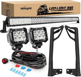 Jk2007-17 Nilight Zh439 52in Led Light Bar Flood 2 Pcs 18w 4in Spot Pods Wrangler