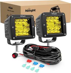Zh442 Nilight Led Spot Flood Light Pods 2pcs 3inch 42w Amber With Wiring