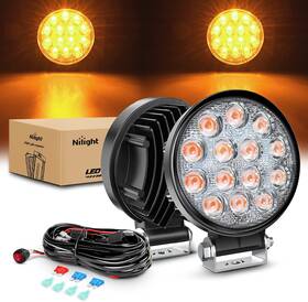 Zh445 Nilight 4.5inch 42w 4200lm Amber Led Light Pods Round Flood Lights
