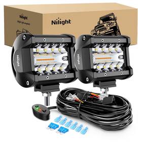 Zh500 Nilight 2pcs 4inch 60w Led Pods Spot Flood Amber White Light Bar Strobe 6 Mod