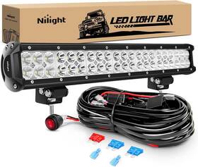 Zh603  Nilight Led Light Bar 20 Inch 126w Spot Flood Combo Off Road 16awg Wiring Harness Kit