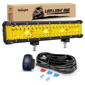 Zh618 Nilight Side Shooter Light Bar 12inch Triple Row Spot Flood Combo Yellow Beam