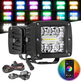 Nr1021 Nr Nirider Rgb Led Pods 2pcs 3 Inch Light Bar With Wiring Harness Cube
