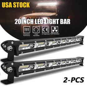 Ocestore 608631672551 2pcs 20 Inch Led Work Light Bar Spot Flood Combo Truck Suv Atv Offroad Driving