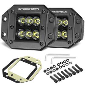 Offroadtown 708371 Flush Mount Led Pods 5ftft 12 000lm Cree Driving Spot