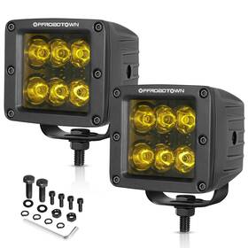 Otl00009 Offroadtown 3 Inch Yellow Led Pod Lights 120w Cree Cubes Spot Fog Light O