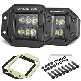 Offroadtown Wl0630sf-2 5 Inch 12 000lm Cree Led Flush Mount Driving Lights For Trucks Utvs Suvs Boats