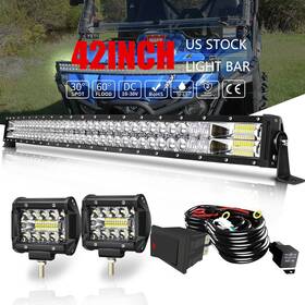 Outflood 764283235558 42ftft Bumper Led Light Bar With 4 Inch Fog Lamp Combo Kit For Dodge Ram 1500 2500 3500