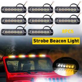 Fzd-wwd-66542 Oxilam 8pcs 6 Led Amber White Grill Side Marker Strobe Light Bar Kit Tow Truck Flashing