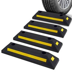 Pyle 842893123523 Rubber Parking Lot Driveway Stopper 4 Pack Multicolored Heavy Duty Curb
