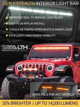 97109-1129 Quadratec Gen Ii Stealth Led Interior Mount 50 Inch Light Bar 18-25 Jl/ Jt W/o Acc